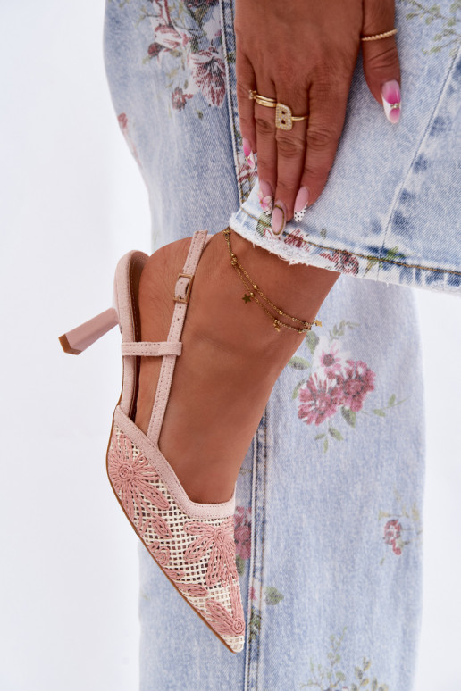 Pink Flowered High Heeled Sandals Kelmira
