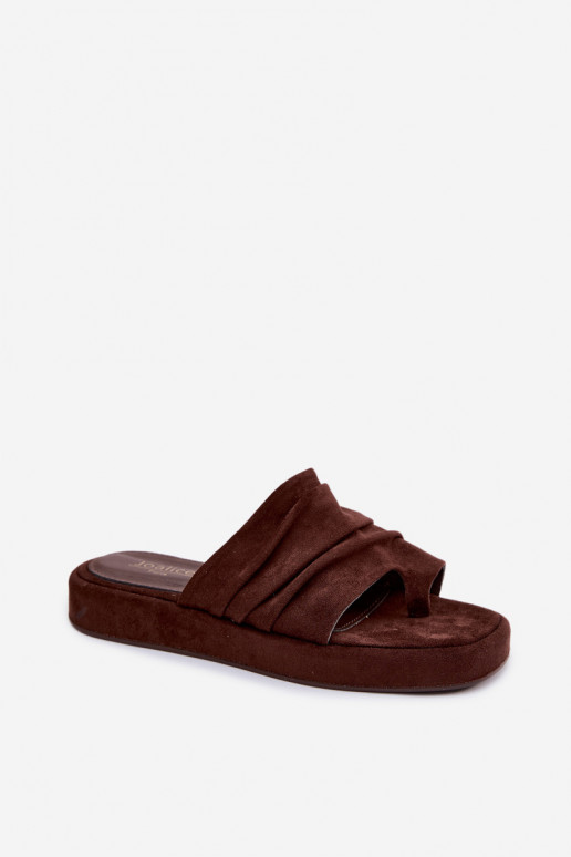 Women's Ruched Chocolate Brown Gelmira Slides