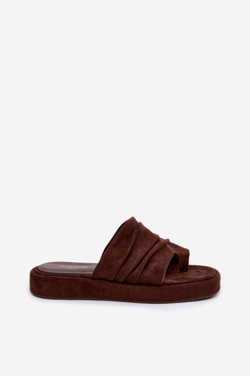 Women's Ruched Chocolate Brown Gelmira Slides