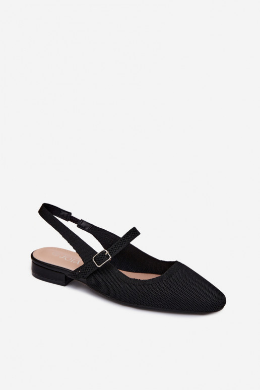 Material Ballerina Women's Shoes With Strap Black Selrene