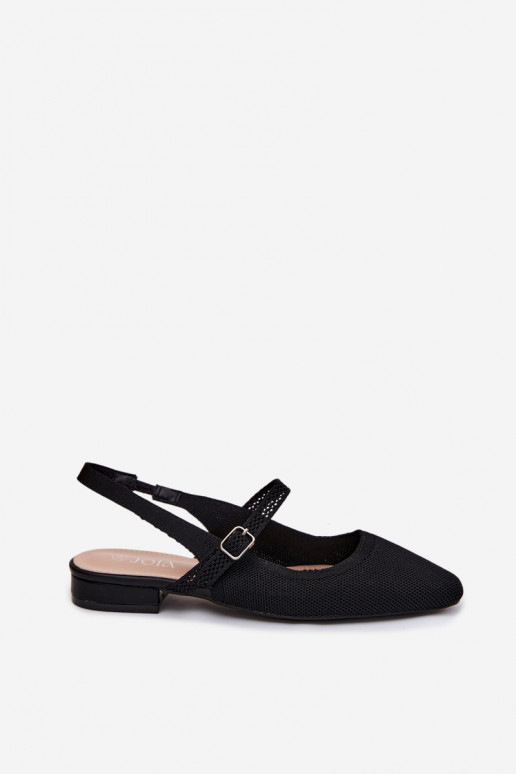 Material Ballerina Women's Shoes With Strap Black Selrene