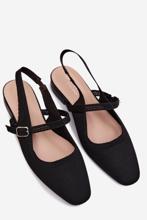 Material Ballerina Women's Shoes With Strap Black Selrene