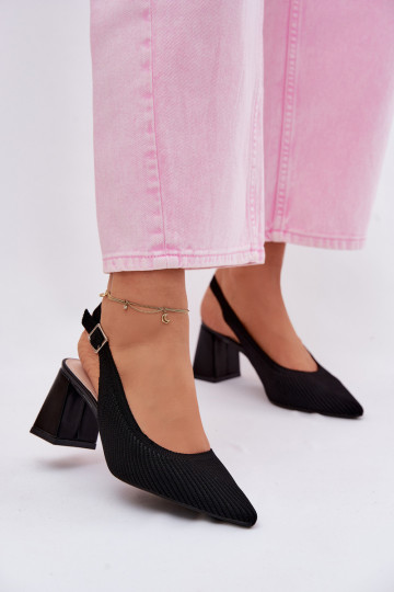 Material Sandals with Heel Black Elissea 2