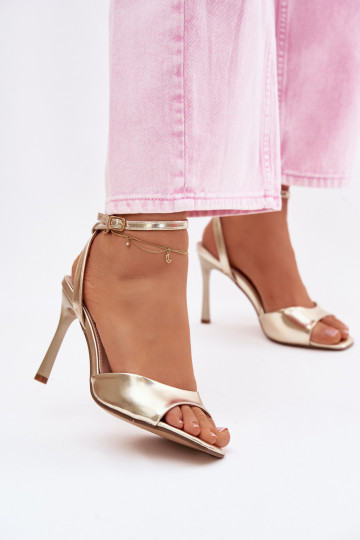 Women's High Heel Sandals With Imitation Leather Gold Olissey 2