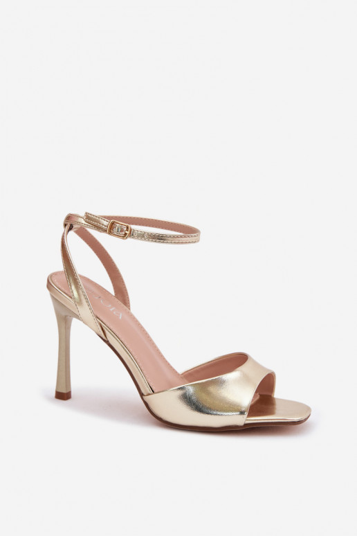 Sandały Damskie Na SzpilcewithImitacji Skóry Złote Olissey