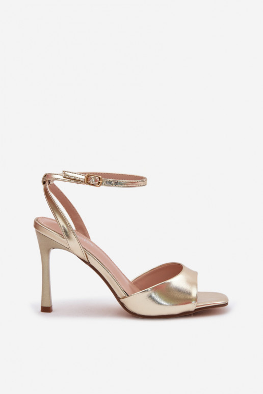 Women's High Heel Sandals With Imitation Leather Gold Olissey