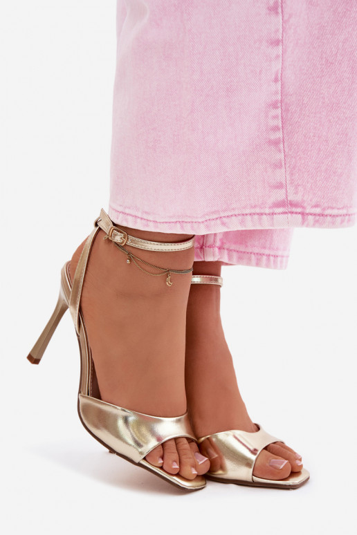 Women's High Heel Sandals With Imitation Leather Gold Olissey