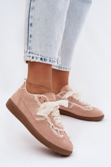 Pink women's sneakers with laces Ilrene
