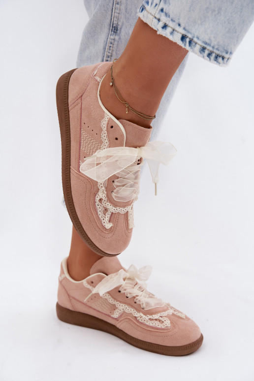 Pink women's sneakers with laces Ilrene