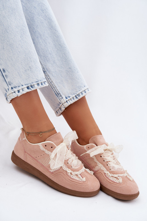 Pink women's sneakers with laces Ilrene