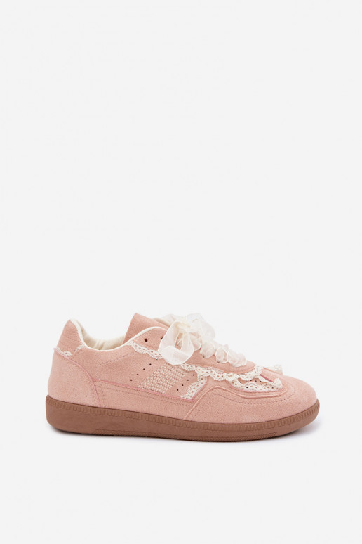 Różowe damskie sneakersy z sznurówkami Ilrene