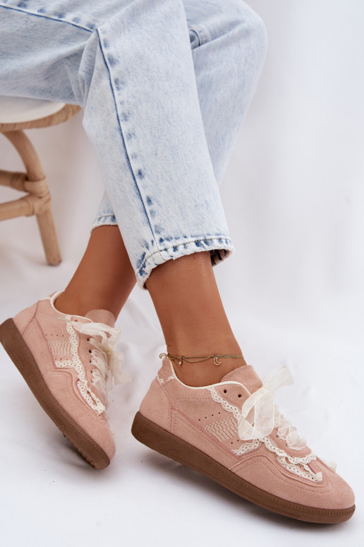 Sneakersy DamskiewithKoronką Różowe Ilrene