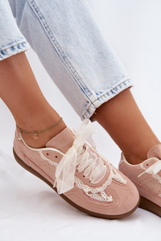Pink women's sneakers with laces Ilrene