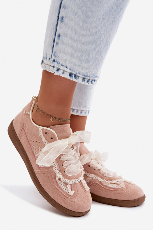 Pink women's sneakers with laces Ilrene