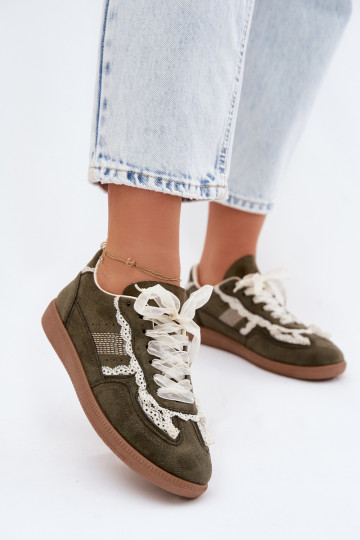 Zielone damskie sneakersy z sznurówkami Ilrene 2