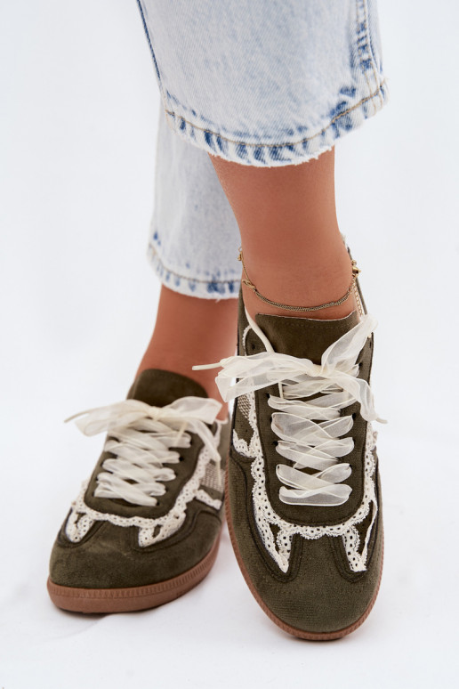 Women's Sneakers With Lace Green Ilrene