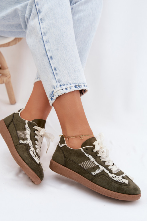 Green women's sneakers with laces Ilrene
