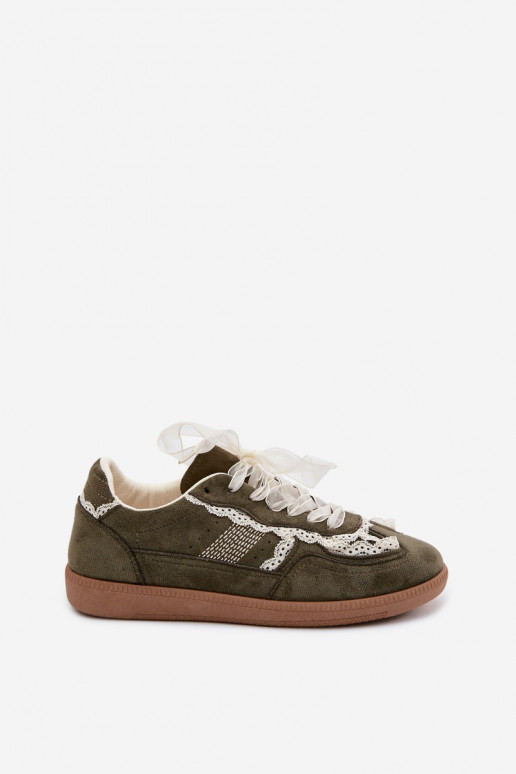 Green women's sneakers with laces Ilrene