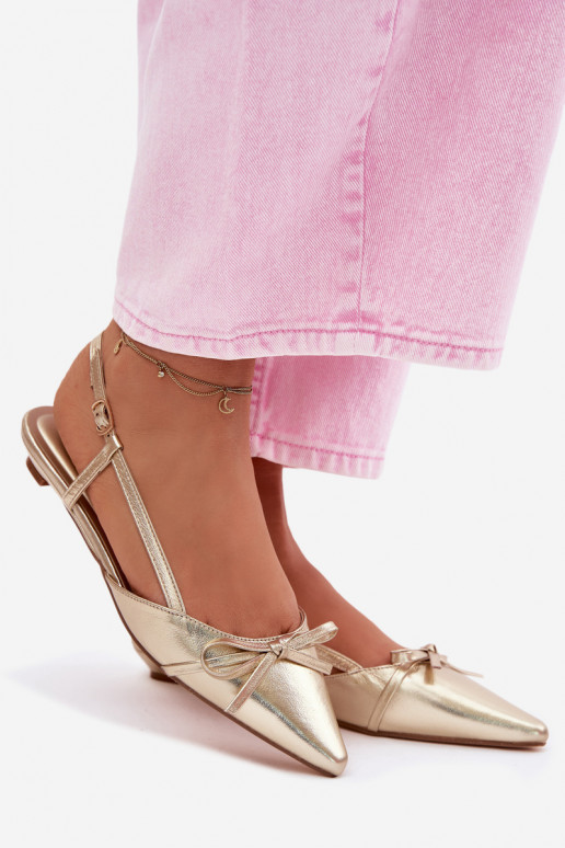 Women's Faux Leather Sandals Low Heel Gold Jelmera