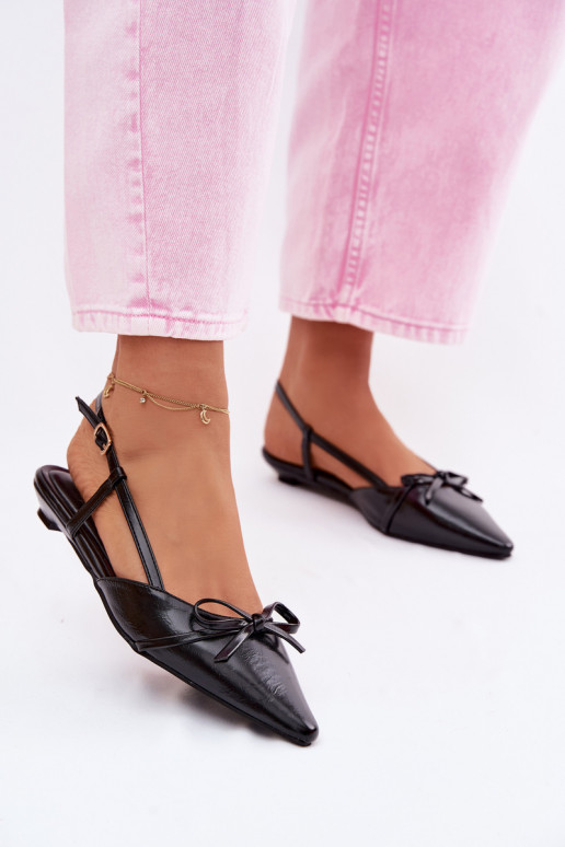 Women's Faux Leather Sandals Low Heeled Black Jelmera