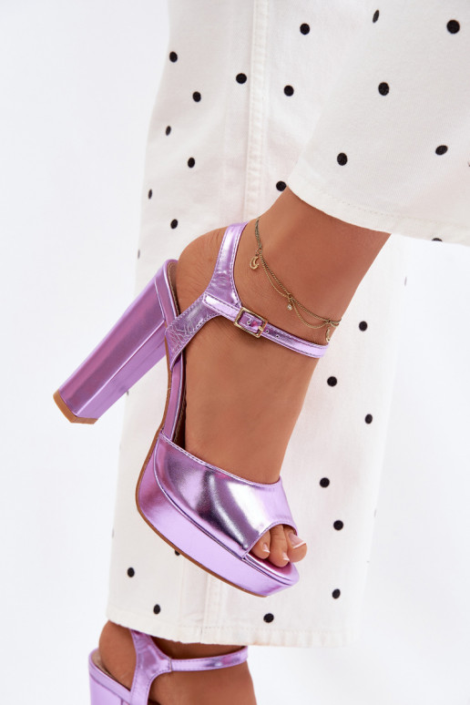 Women's High Heel Block Purple Sandals Nelissey