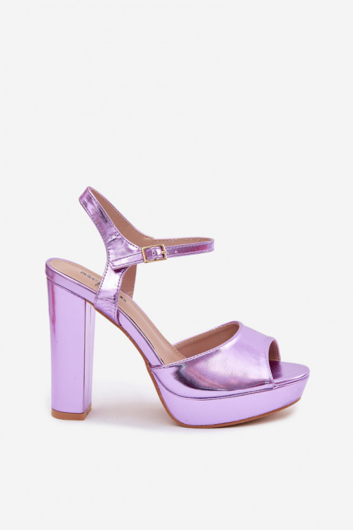 Women's High Heel Block Purple Sandals Nelissey