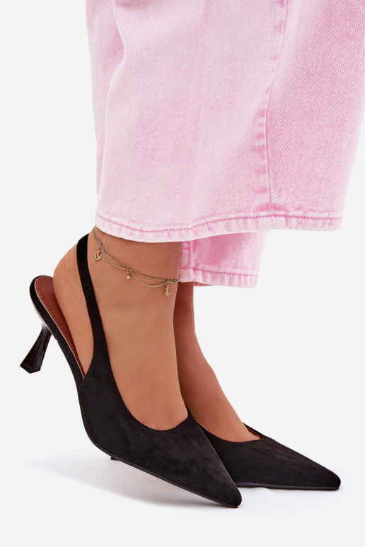 Women's High Heel Sandals Made of Faux Suede Black Saria