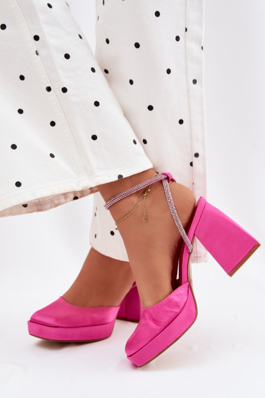 Women's Chunky Heel Platform Sandals With Straps Fuchsia Seraphina
