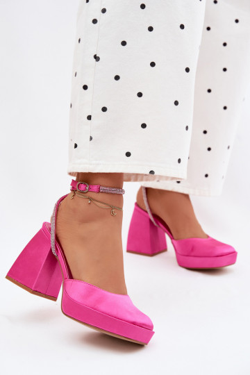 Women's Chunky Heel Platform Sandals With Straps Fuchsia Seraphina 2