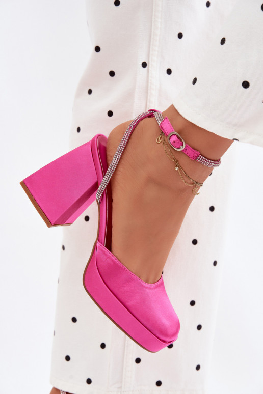 Women's Chunky Heel Platform Sandals With Straps Fuchsia Seraphina