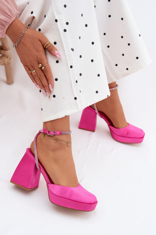 Women's Chunky Heel Platform Sandals With Straps Fuchsia Seraphina