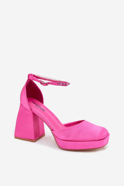 Pink sandals with heels and satin finish Calistae