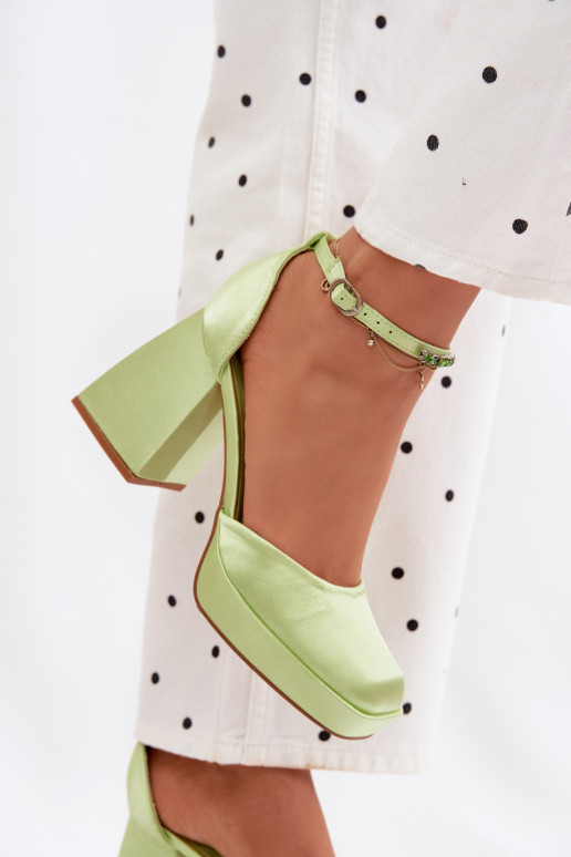 Green Block Heel Sandals Calistae