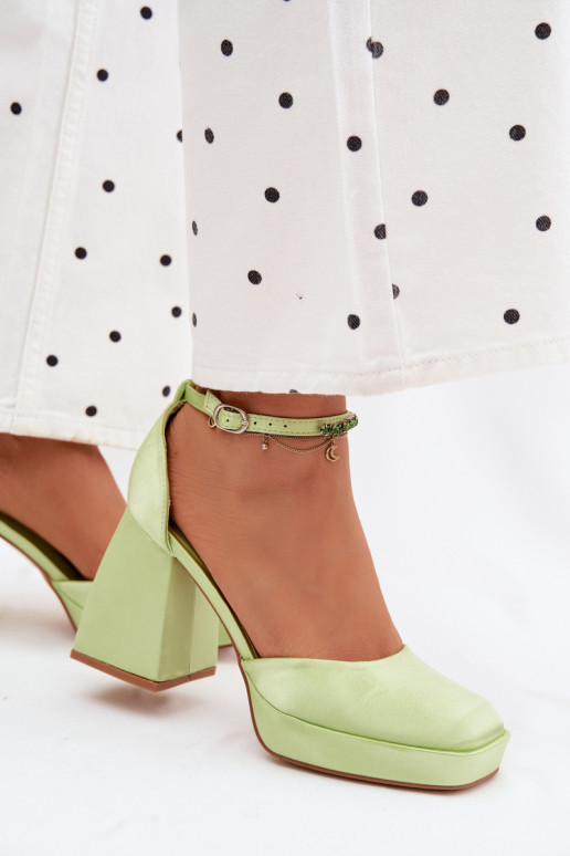 Green Block Heel Sandals Calistae