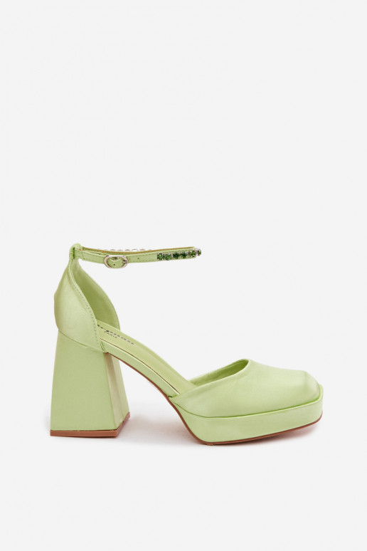 Green Block Heel Sandals Calistae