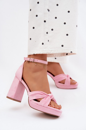 Women's Block Heel Sandals With Faux Suede Pink Rosetta 2