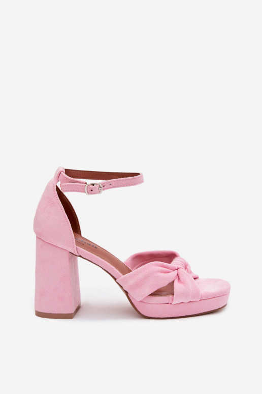 Pink high-heeled sandals made of faux suede Rosetta