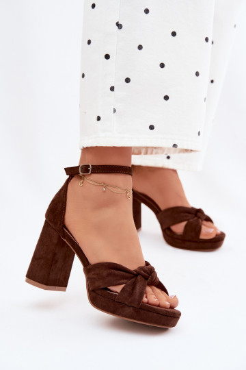 Women's Block Heel Sandals Chocolate Faux Suede Rosetta 2