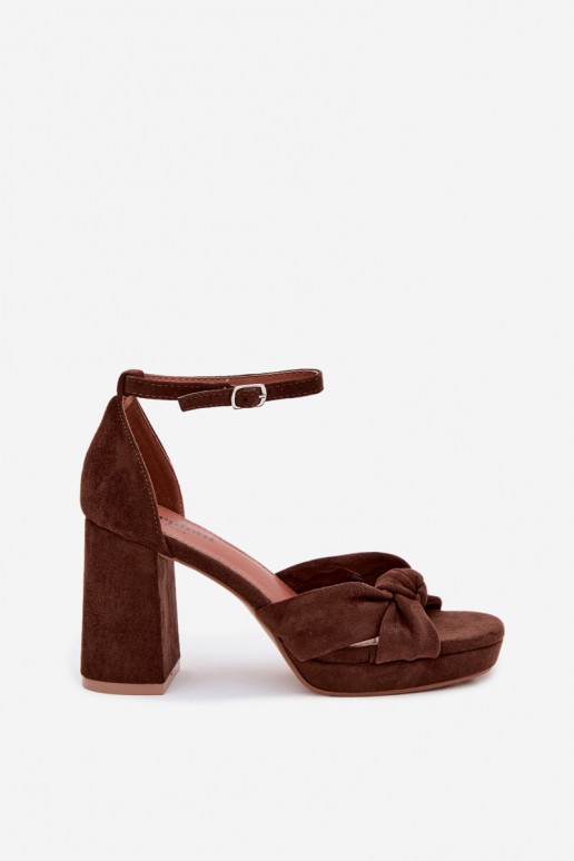 Women's Block Heel Sandals Chocolate Faux Suede Rosetta