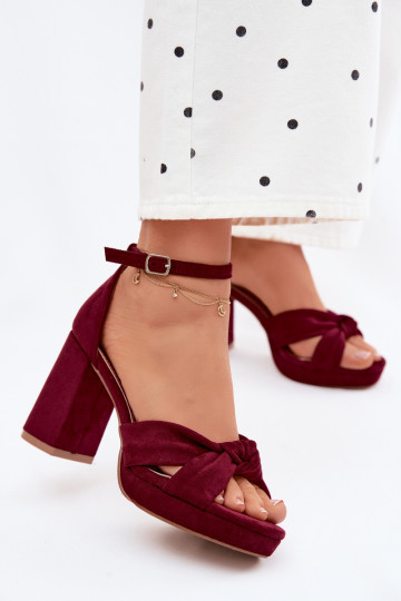 Women's Block Heel Sandals With Imitation Suede Bordeaux Rosetta 2