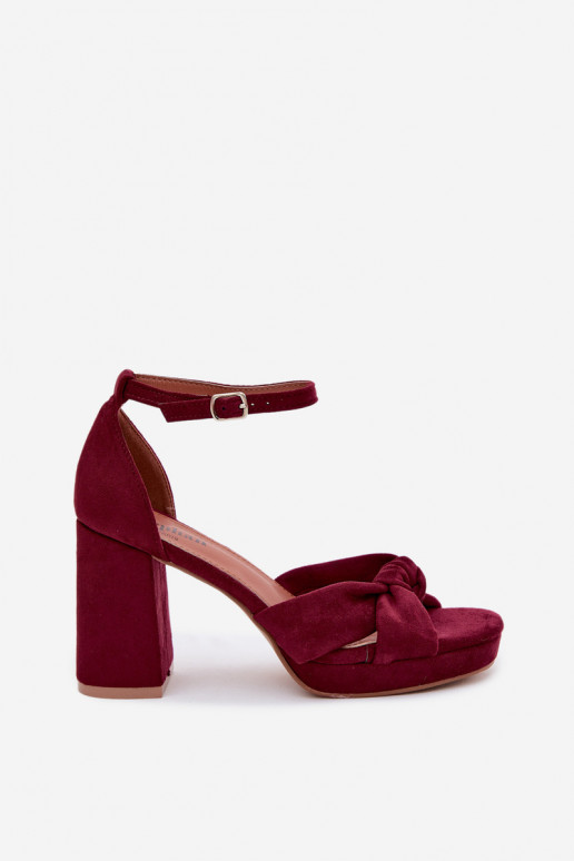 Women's Block Heel Sandals With Imitation Suede Bordeaux Rosetta