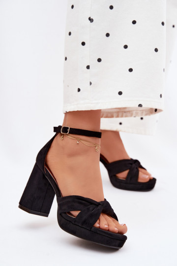 Women's Block Heel Sandals With Faux Suede Black Rosetta 2