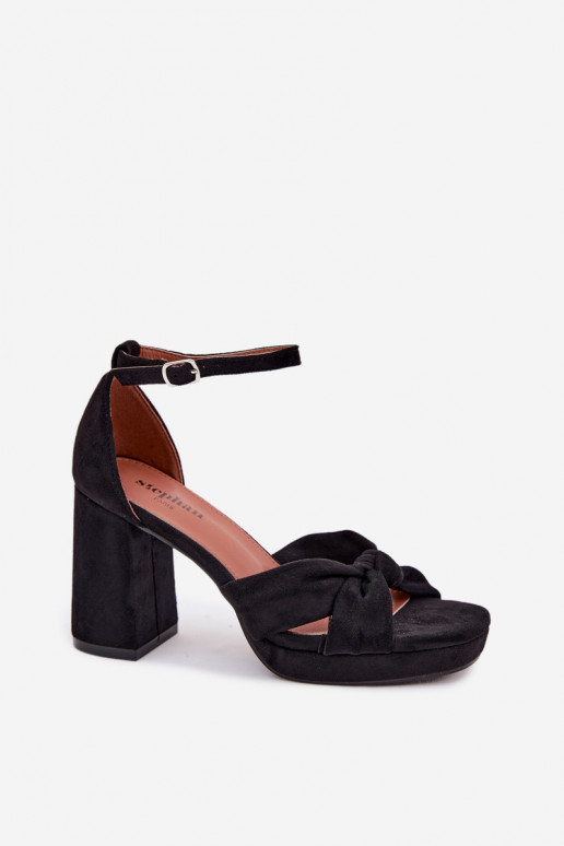 Women's Block Heel Sandals With Faux Suede Black Rosetta