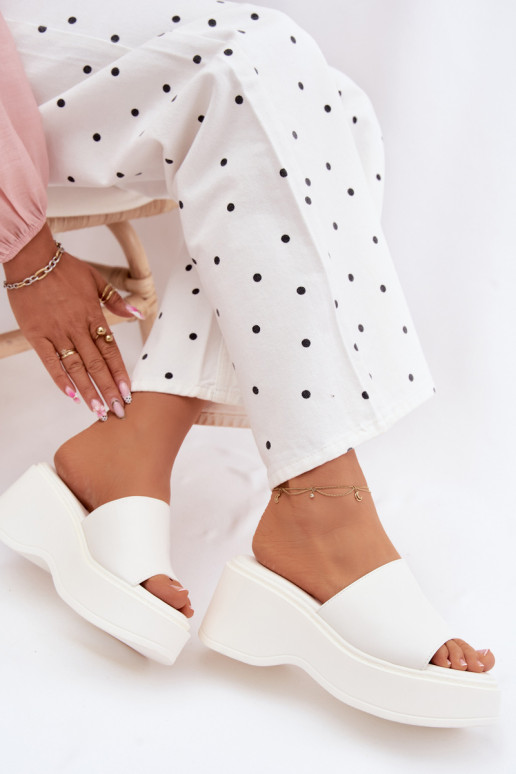 Women's Platform White Virelia Slides