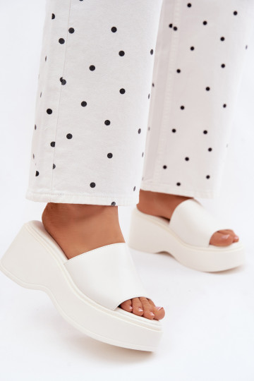Women's Platform White Virelia Slides 2
