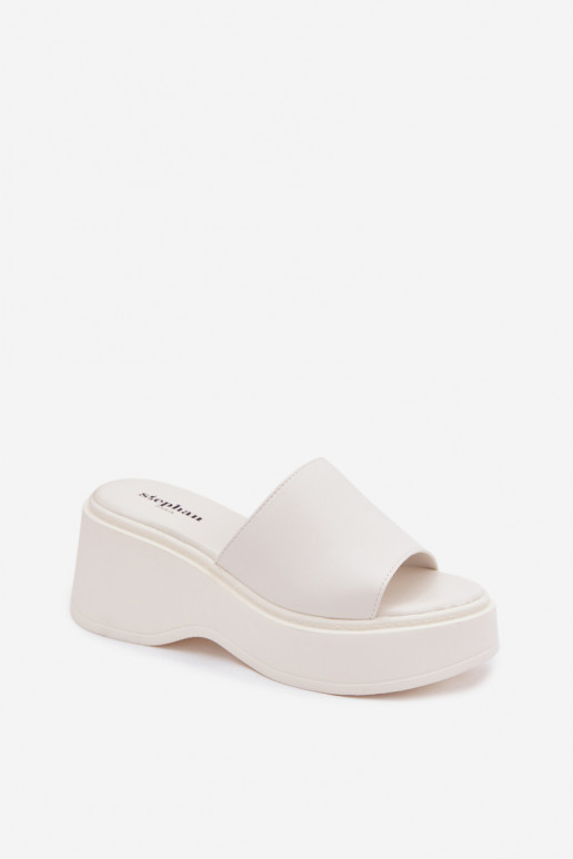 Women's Platform White Virelia Slides
