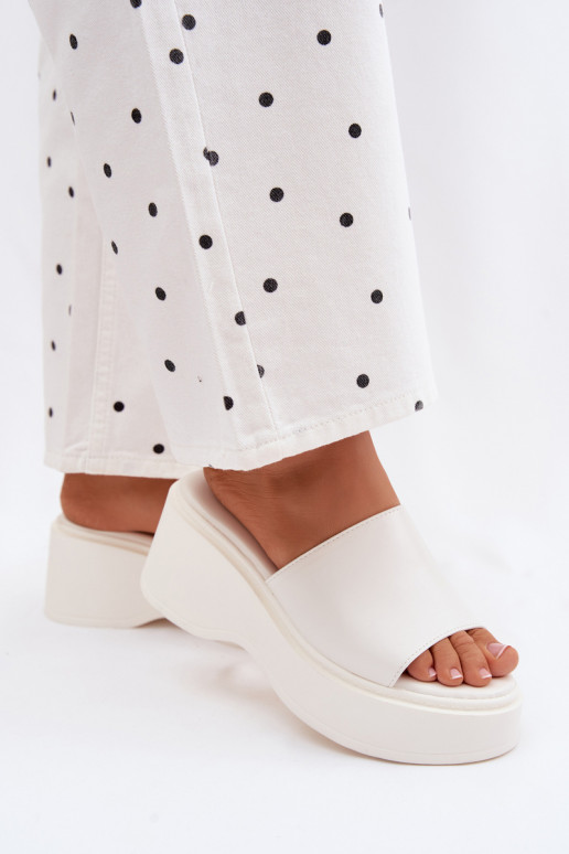Women's Platform White Virelia Slides
