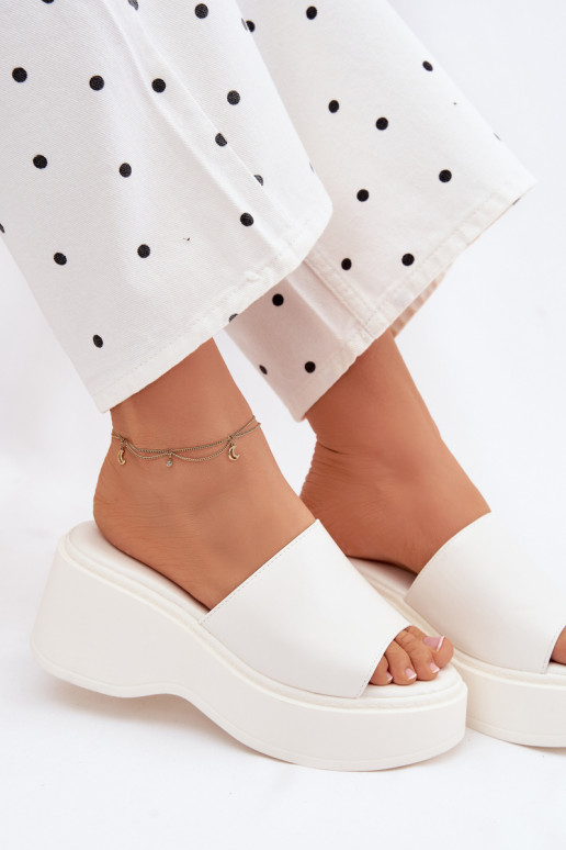 Women's Platform White Virelia Slides