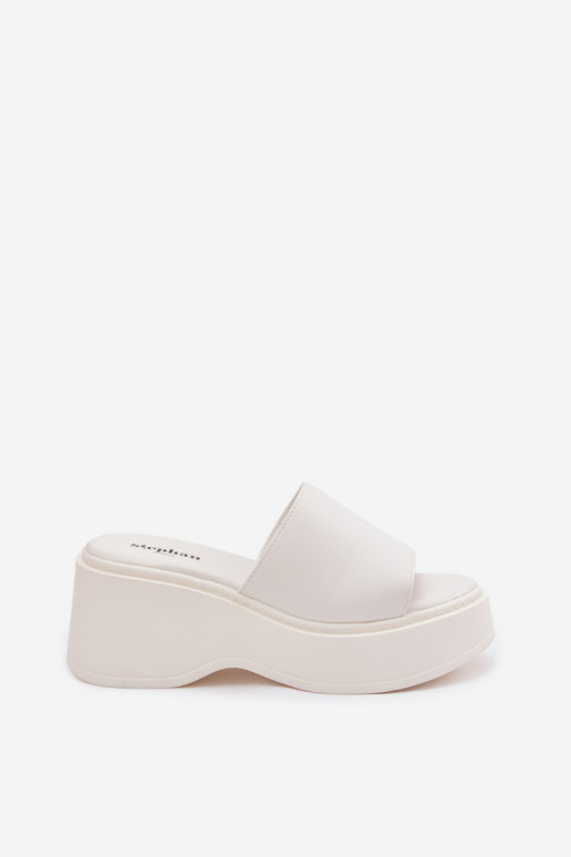 Women's Platform White Virelia Slides