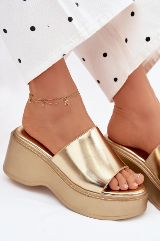Gold platform slippers Virelia